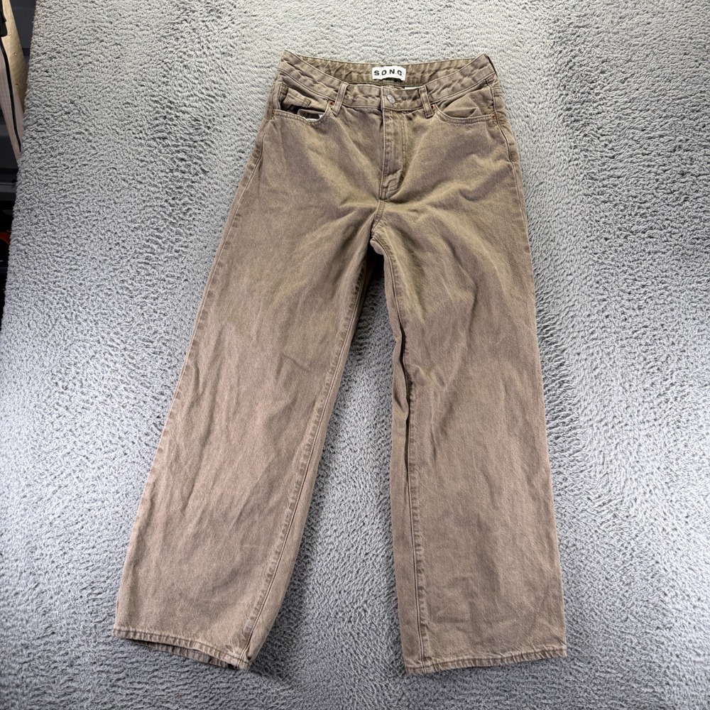 S.O.N.G. Pant Women 7 Brown Cotton Khakis Straight Baggy Utility Travel Workwear